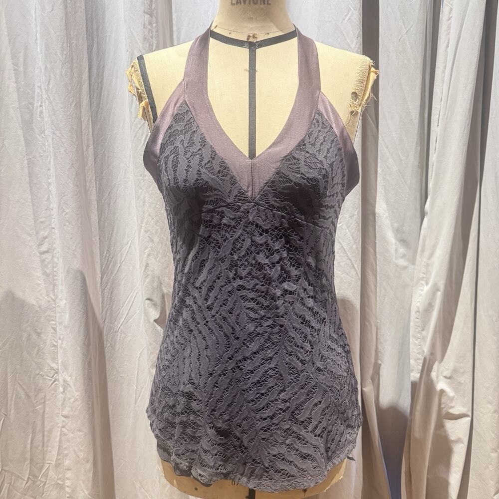 Ann Ferriday Botanical Lace / Silk Halter Top Vintage Stock M
